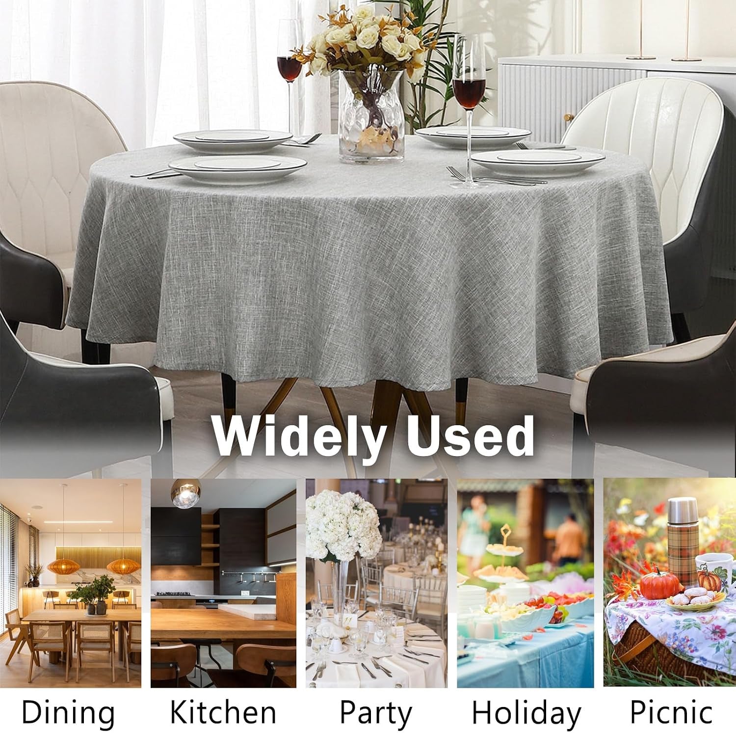 faux-linen-round-tablecloth-waterproof-spill-proof-48-inch-farmhouse-table-cloth-textured-rustic-circle-table-cover-for-dining-kitchen-party-grey
