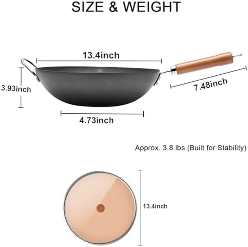 carbon-steel-13-4-woks-with-traditional-iron-spatula