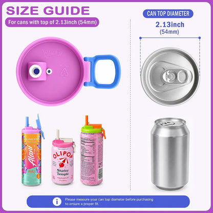 ORIGINAL CREATOR -  6 Pack 6 Color Soda Can Lids with Straws, Reusable Silicone Straws Soda ​Can Covers, Bpa-Free,Airtight Seal, Easy to Use, Prevents Spills, Fits Standard Cans.3