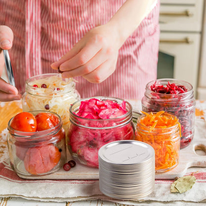 200 Pack Regular Mouth Canning Lids, 70Mm/2.76 in Mason Jar Replacement Caps for Ball & Kerr Jars, Split-Type Metal Closures with Food-Grade Silicone Seal, Airtight Leak-Proof7