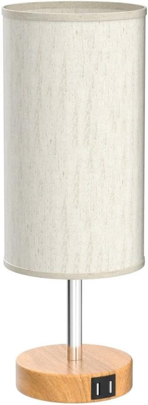Bedside Table Lamp with USB Ports - Touch Control for Bedroom 3 Way Dimmable Nightstand Lamp with round Fabric Shade for Living Room, Dorm, Home Office, Corded Electric, without Battery4