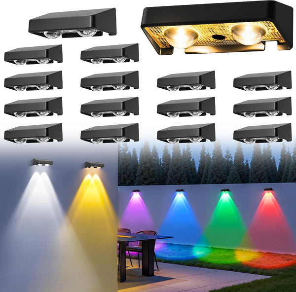 Solar Fence Lights Outdoor, Color Changing, Waterproof IP65, 16 Pack8