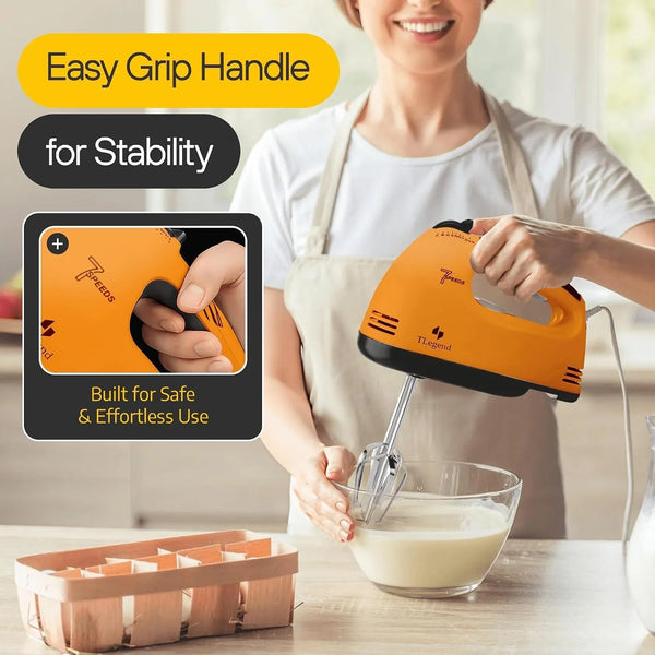 Hand Mixer Electric Handheld – 7 Speed Ultra Power Electric Mixer Handheld (Orange)5