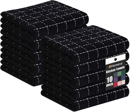 100% Cotton Terry Bulk Kitchen Towels, 10 Pack, Black | Ultra Soft and Absorbent Dish Towels for Kitchen, Suitable for Drying and Washing Dishes1