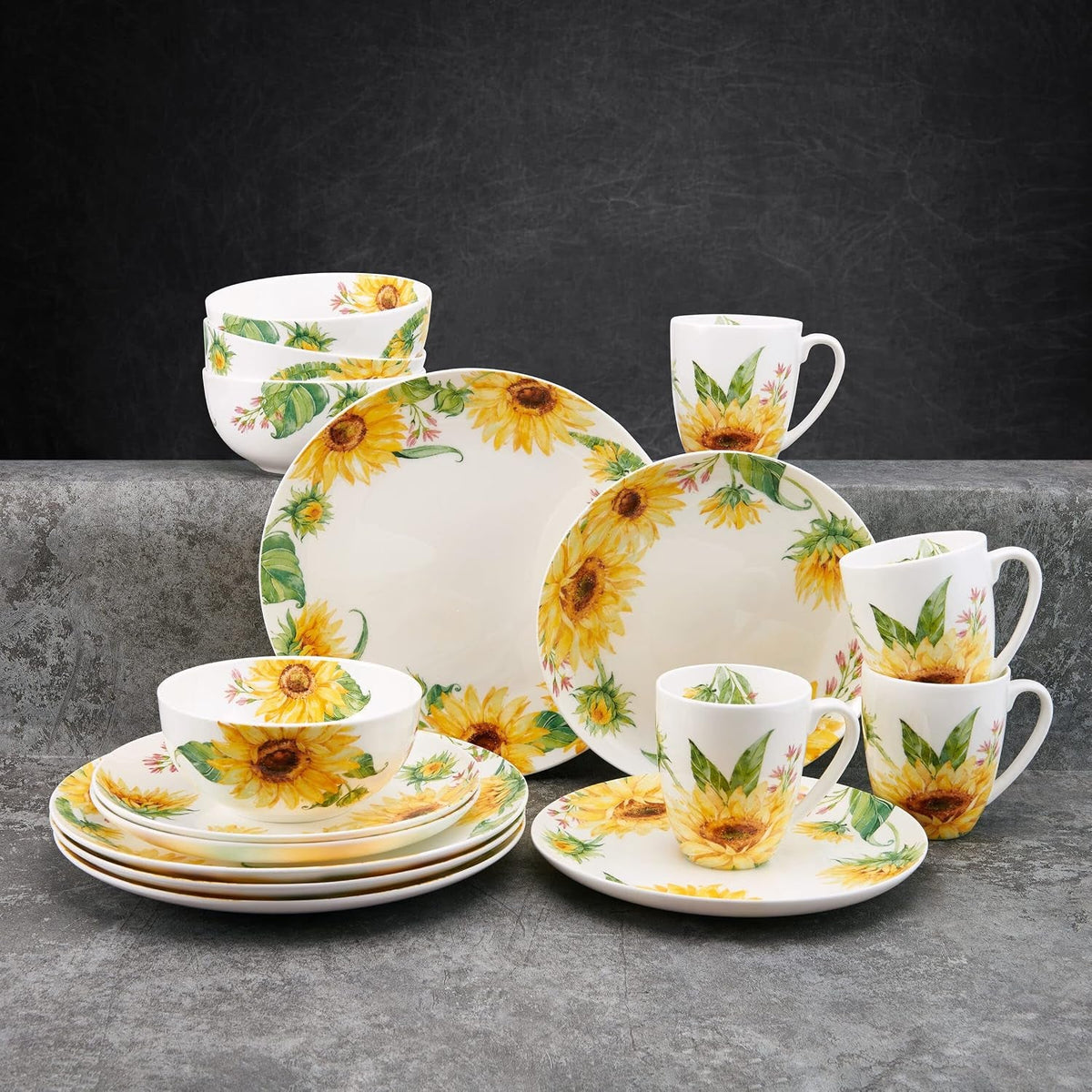 sunflower-bone-china-lightweight-chip-resistant-16-piece-dinnerware-set-service-for-4-multicolor