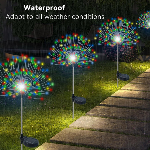 Solar Garden Lights Outdoor Waterproof, 2 Pack 120 LED3