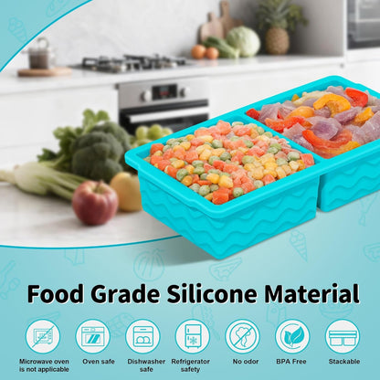 3-Pack Silicone Freezer Trays with Lid, Soup Freezer Container Molds | 2 Large 2-Cup, 4 Medium 1-Cup, 6 Small 1/2-Cup, BPA Free, Ice Cube Tray for Soup, Stews, Sauces, Meal Prep, Broth, Leftovers2