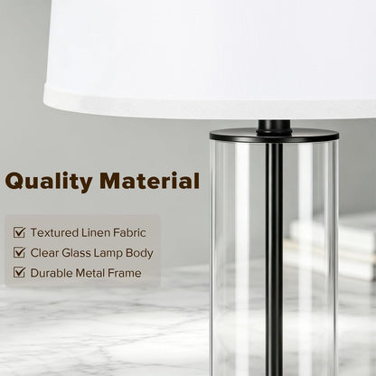 27"Glass Table Lamps Set of 2, Modern Bedside Lamps for Bedroom Living Room3