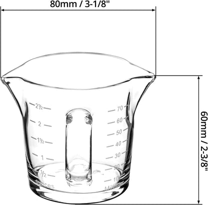 Espresso Shot Glass with Handle, 2 Pack 3-Ounce Double Spout Glass Measuring Cup Triple Pitcher Milk Cup with Two Scales (OZ&ML)6