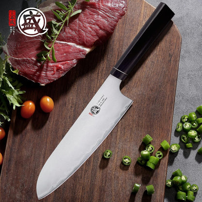 7 Inch Japanese Santoku Chef Knife VG-10 Damascus/San-Mai2