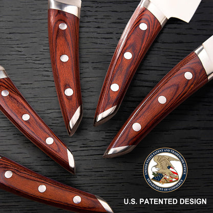 CHEFILOSOPHI Japanese Chef Knife Set 5 PCS with Elegant Red Pakkawood Handle Ergonomic Design,Professional Ultra Sharp Kitchen Knives for Cooking High Carbon Stainless Steel2