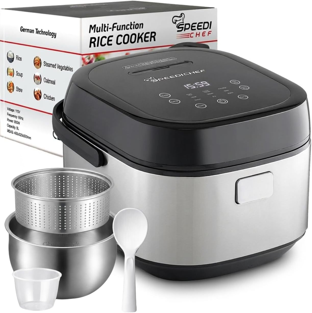 10-cup-low-sugar-rice-cooker-steamer-stainless-steel-304-food-grade-stainless-steel-pot-diamond-textured-base-resists-sticking-11-cooking-modes-steamer-basket-keep-warm