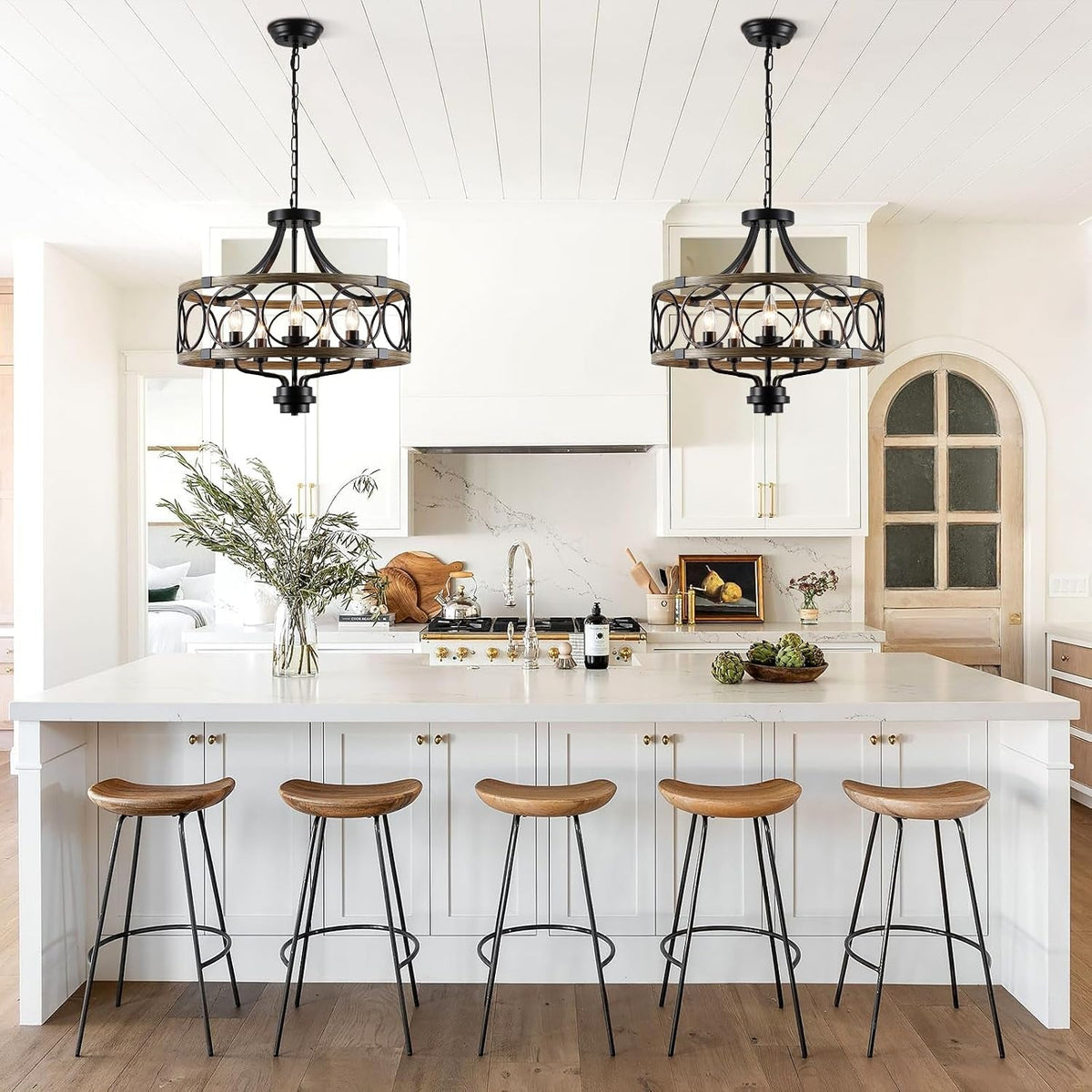 rustic-drum-chandelier-5-light-black-and-imitation-wood-farmhouse-ceiling-light-fixture-round-wood-grain-finish-adjustable-height-for-dining-room-hallway