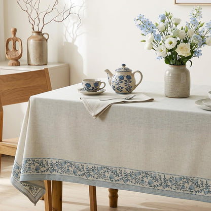 Designer Linen Rectangular Tablecloth,110"X63"-Segerman B8