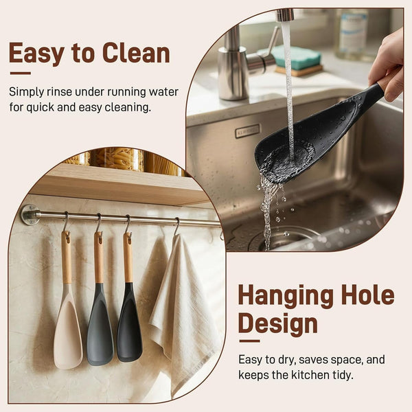 3 PACK Cooking Spoon Spatula for Nonstick Cookware, Heat Resistant Silicone9