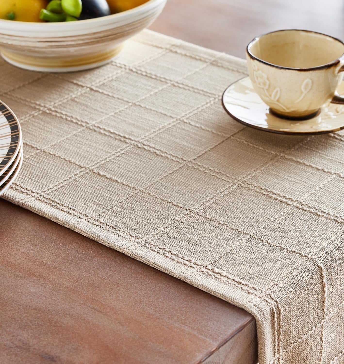 linen-checked-farmhouse-table-runner-13x72-inches-neutral-beige-raised-grid-design-rich-woven-texture-linen-blend-table-runners-72-inches-long-machine-washable-boho-home-kitchen-decor