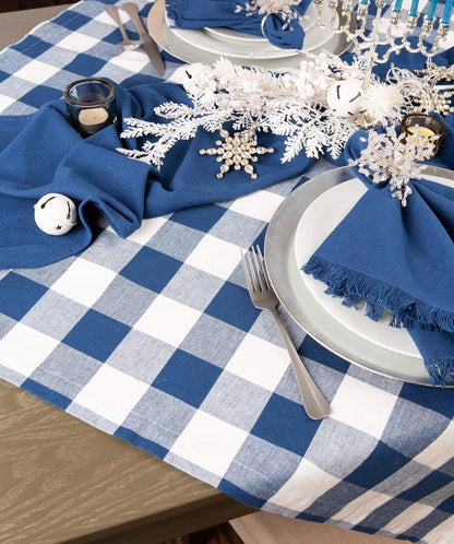 Buffalo Check Collection, Classic Farmhouse Tablecloth, 52 X 52, Navy & Cream3