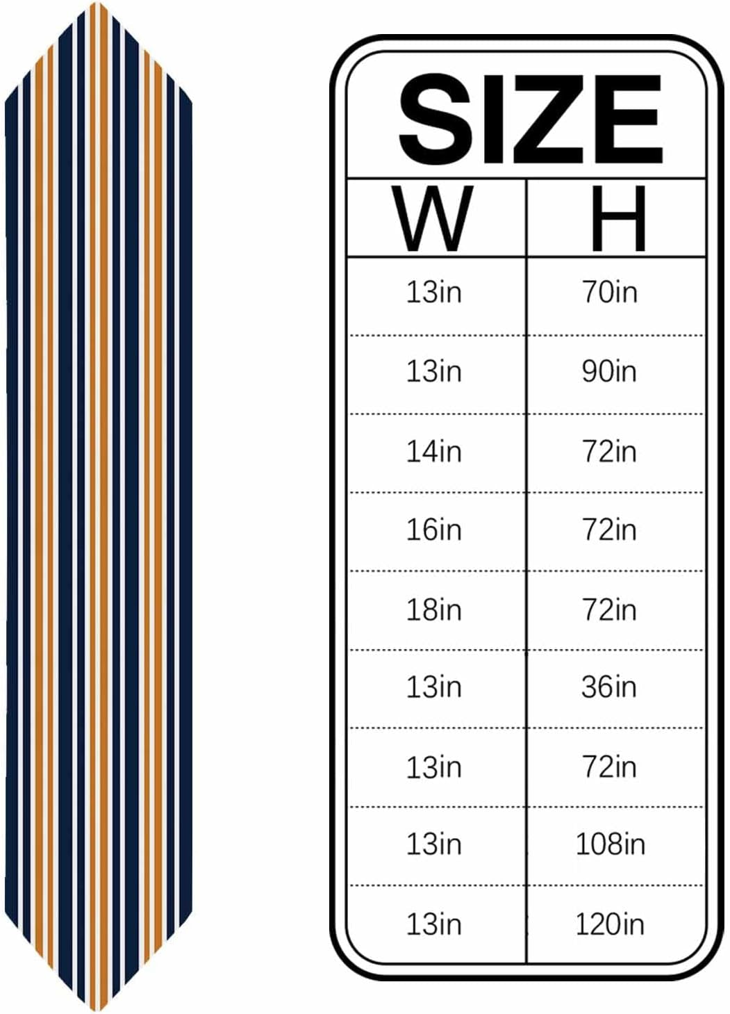orange-navy-blue-striped-table-runner-linen-burlap-table-runner-72-inches-long-gradient-horizontal-lines-dresser-scarves-for-kitchen-island-coffee-dining-room-party-wedding-holiday-decor-13x72