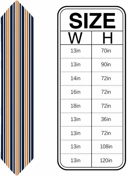 Orange Navy Blue Striped Table Runner Linen Burlap Table Runner 72 Inches Long Gradient Horizontal Lines Dresser Scarves for Kitchen Island Coffee Dining Room Party Wedding Holiday Decor 13"X72"3