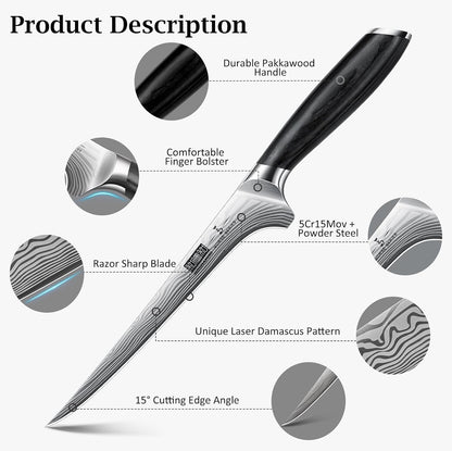 Fillet Knife 7 Inch, Japanese Sharp Boning Knife, Flexible Blade2