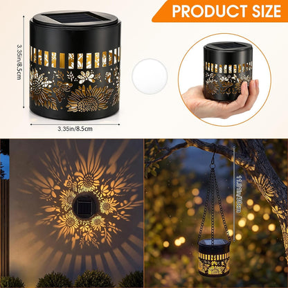 4 Pack Solar Sunflower Projection Wall Light, Outdoor Fence Light2