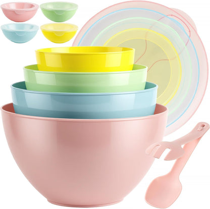 16 Piece Plastic Mixing Bowls with Lids Set Includes 8 Prep Bowls & 8 Lids1