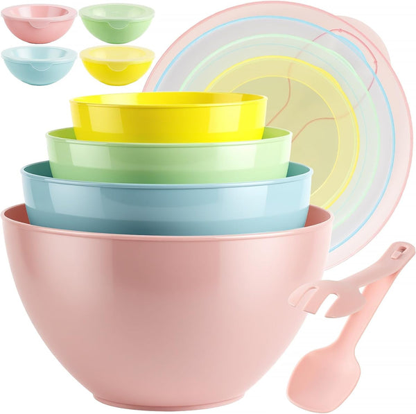 16 Piece Plastic Mixing Bowls with Lids Set Includes 8 Prep Bowls & 8 Lids1