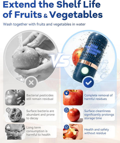 Produce Cleaner, Upgraded Vegetable and Fruit Cleaner, Powered by Oh-Ion Technology, Rechargeable Clean in 10 Minutes, Extend Shelf Life, No Chemicals, Ipx7 Waterproof for Meat Seafood，Blue4