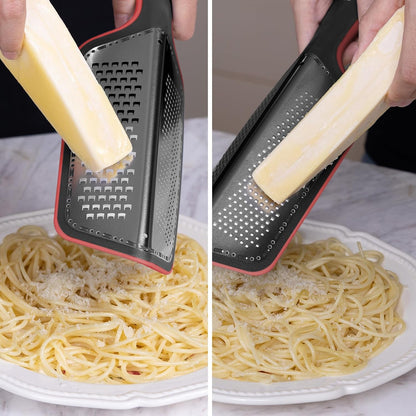 Zester Grater for Kitchen with Double-Sided - Kitchen Lemon Zester Tool for Cheese, Citrus, Garlic, Ginger, Nutmeg, Chocolate, Fruits, Vegetables with Sharp Premium Stainless Steel Blade, Red6