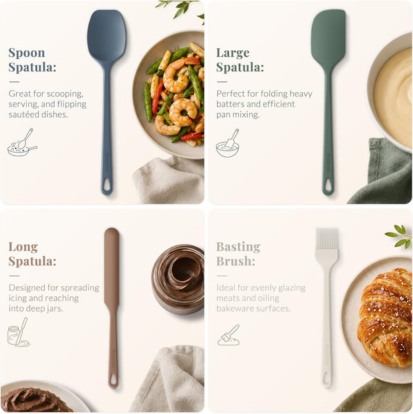 6-Piece Silicone Spatula Set, 560°F Heat Resistant Rubber Spatulas with Stainless Steel Core, Nonstick Safe & Dishwasher Safe Baking Spatula Set for Cooking & Mixing, Morandi Earth Colors8
