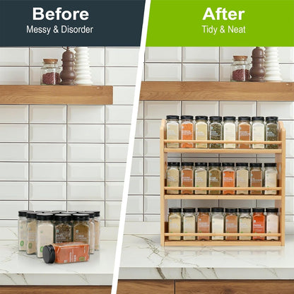 3-Tier Bamboo Spice Rack, Wall Mount & Countertop Spice Organizer4