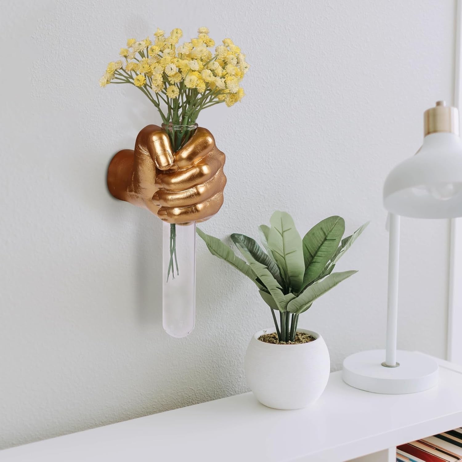 gold-wall-sculptures-hand-vases-home-decor-wall-mount-art-sculpture-unique-wall-art-statue-funky-flower-vase-decorations-modern-eclectic-hanging-decor-glass-test-tube-vase
