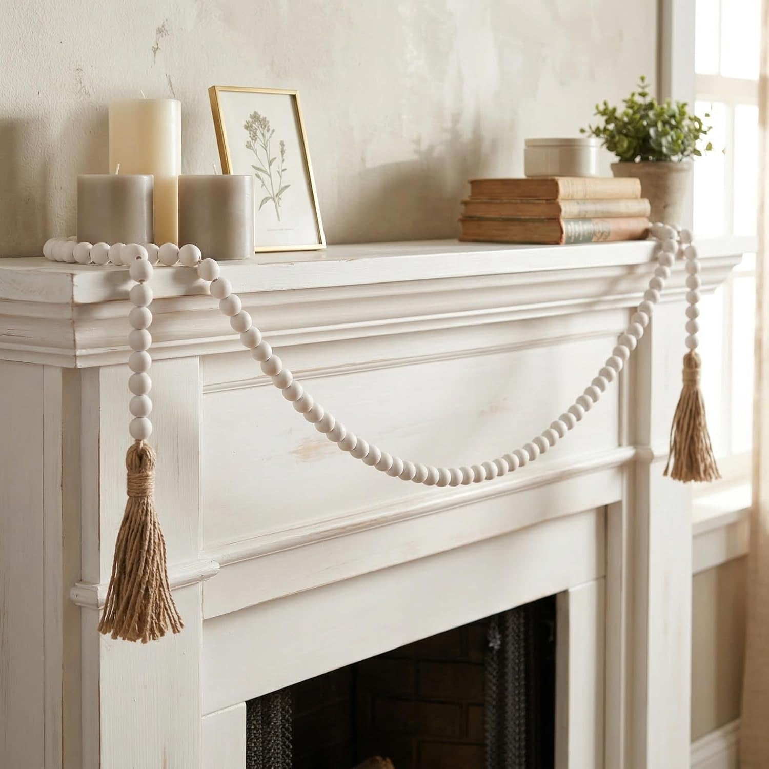 farmhouse-beads-long-length-solid-wood-bead-boho-tassel-garland-rustic-country-solid-beaded-boho-chic-decor-for-wall-above-cabinet-table