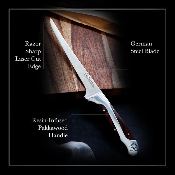 7-Inch Fillet Knife | German Forged High Carbon Steel Blade for Filleting, Boning, Trimming & Slicing | Ergonomic Quad-Tang Pakkawood Handle & Gift Box2