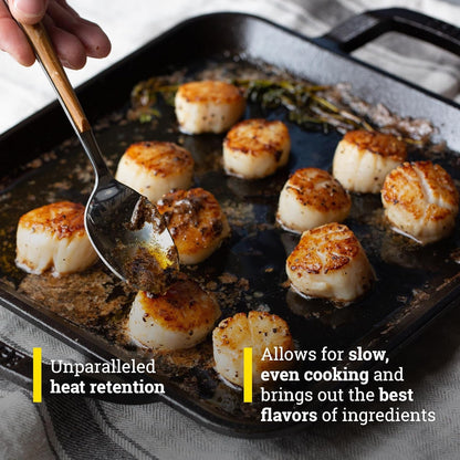 11" Cast Iron Square Grill Pan - Chef Collection - Pre-Seasoned Cast Iron Pan - Versatile Cooking - Indoor & Outdoor Use - Incredible Heat Retention5