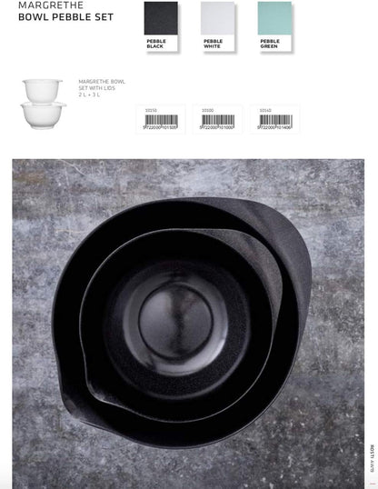 Margrethe Mixing Bowl Set with Lids, 2L/3L, Black4