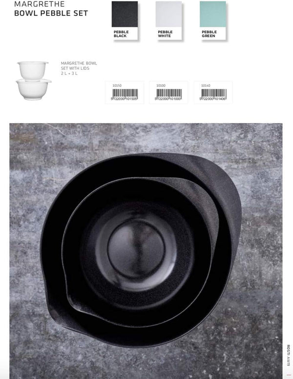 Margrethe Mixing Bowl Set with Lids, 2L/3L, Black4