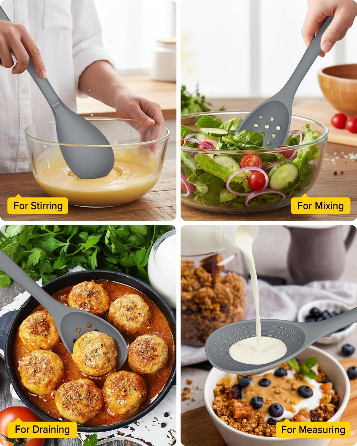 pack-of-2-silicone-cooking-spoons-non-stick-solid-kitchen-spoon-with-measuring-marks-back-hooks-heat-resistant-silicone-slotted-spoon-for-cooking-mixing-stirring-serving-gray