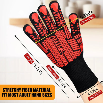 BBQ Gloves, 1472°F Heat Resistant with Silicone Grip Oven Mitts | Non-Slip Grip, for BBQ, Grilling, Oven, Smoker, Cooking and Baking2