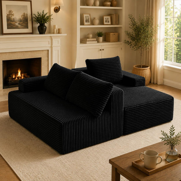 96" Boneless Sectional Sofa Cloud Couch with Deep Seat, Modern L-Shape Compressed Sofa Couch with Right Facing Chaise,Upholstered Boneless Couches for Living Room5