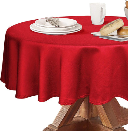 210 GSM round Red Tablecloth - Oil-Proof Spill-Proof Waterproof Table Cloth, Christmas Decorations Fabric Table Cover Protector for Holiday Party (Rio Red, 60 Inch Diameter)1