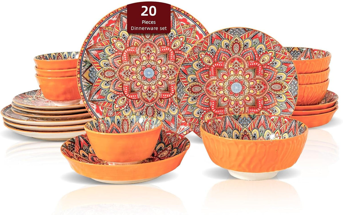 homevss-20-pieces-dinnerware-sets-plates-and-bowls-set-porcelain-dishes-set-for-4-microwave-and-dishwasher-safe-scratch-resistant-bohemian-style-dining-ware