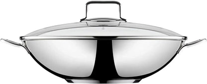 Macao Induction Wok Set, 2 Pieces, Wok Pan 36 Cm with Glass Lid, Polished Cromargan Stainless Steel, Uncoated4