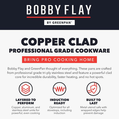 X Bobby Flay 8 Piece Copper Clad Pots & Pans, Induction Ready Cookware, Measurement Markings, Stainless Steel Base & Interior, Oven Safe to 500˚F11