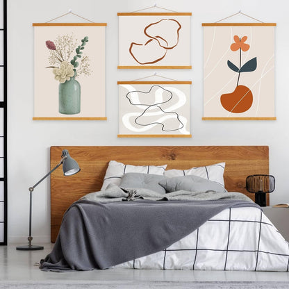 4 Pack 8X10 8X12 8X18 Poster Frame, Magnetic Light Wood Frame Hanger for Photo Picture Canvas Artwork Art Print Wall Hanging (4 Packs, 8", Teak Color)5