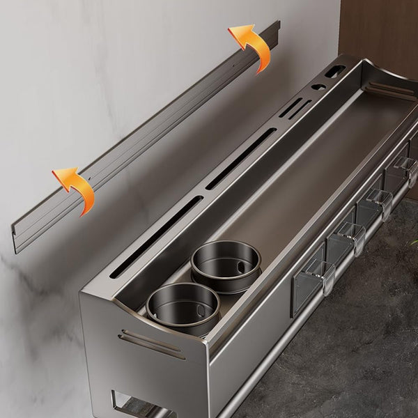 Multifunctional Kitchen Spice Rack Organizer Wall Mounted with Knife Holder Hooks and Pole Hanging Seasoning Organizer Shelf (3 Boxed and 2 Spoon Barrels)5