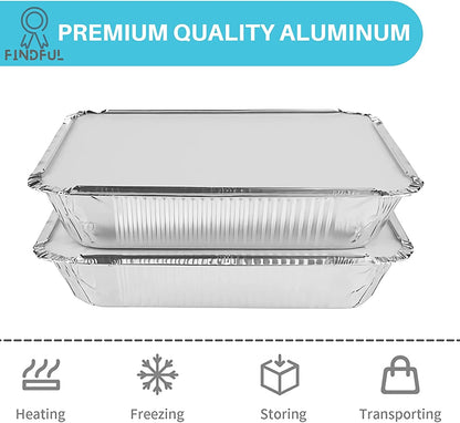 Aluminum Pans with Lids (50-Pack, 8.5"×6") 2.25 LB Capacity Foil Food Containers with Lids - 50 Pans and 50 Cardboard Covers - Disposable Tin Foil Pans - for Baking, Meal Prep and Freezer, Takeout3