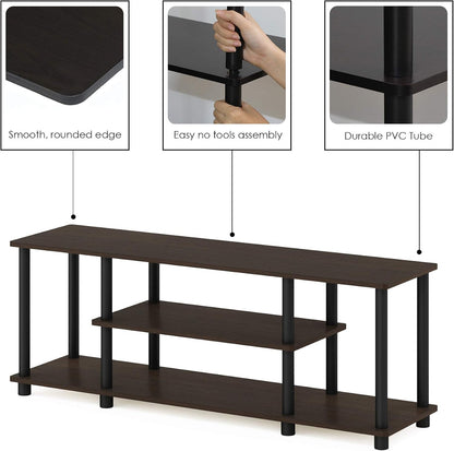 Turn-N-Tube No Tools 3D 3-Tier Entertainment TV Stand up to 50 Inch TV, round Tubes, Dark Brown / Black | for TV up to 50 Inch, Open Frame Rectangular Entertainment Center with Storage Shelf, TV Console, for Living Room, Bedroom6