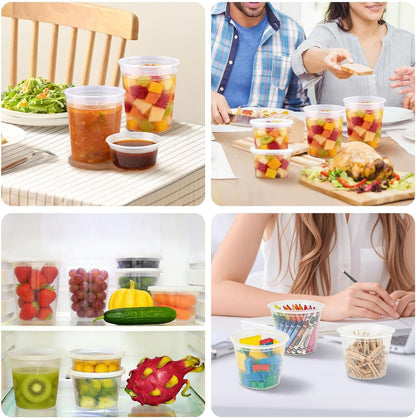 60 Sets Deli Containers with Lids Disposable Plastic Food Storage6