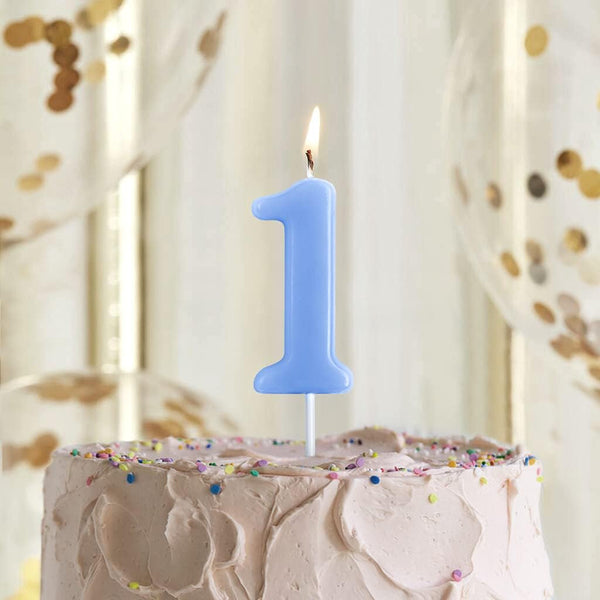 1St Birthday Candle, 2.76” Big Size Number Candle for Cake Decoration, Birthday Party, Wedding Anniversary, Blue (Number 1)2